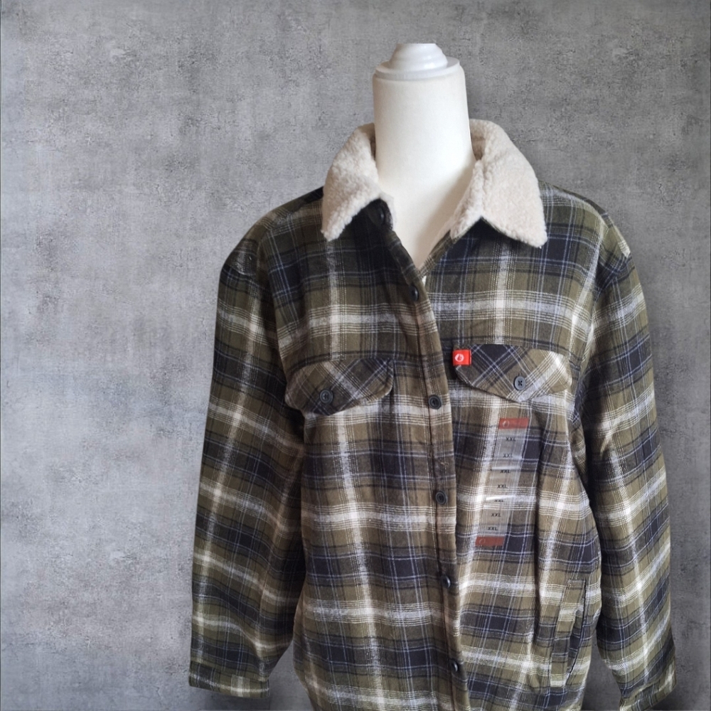 New With Tags Men Plaid Sherpa-Lined Jacket